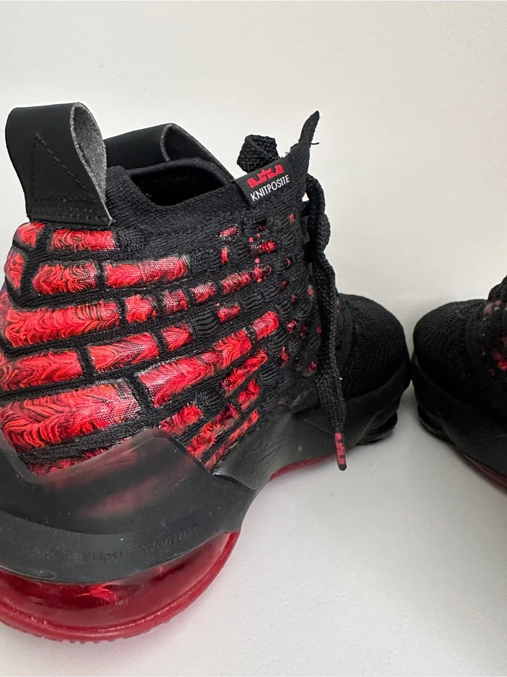 Nike Kids Black and Red Knit Basketball Sneakers LeBron XVII